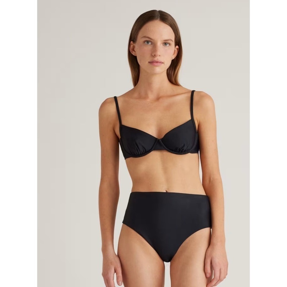 Quince Black Recycle Polyamide Underwire Bikini Top Adjustable Straps Size S NWT